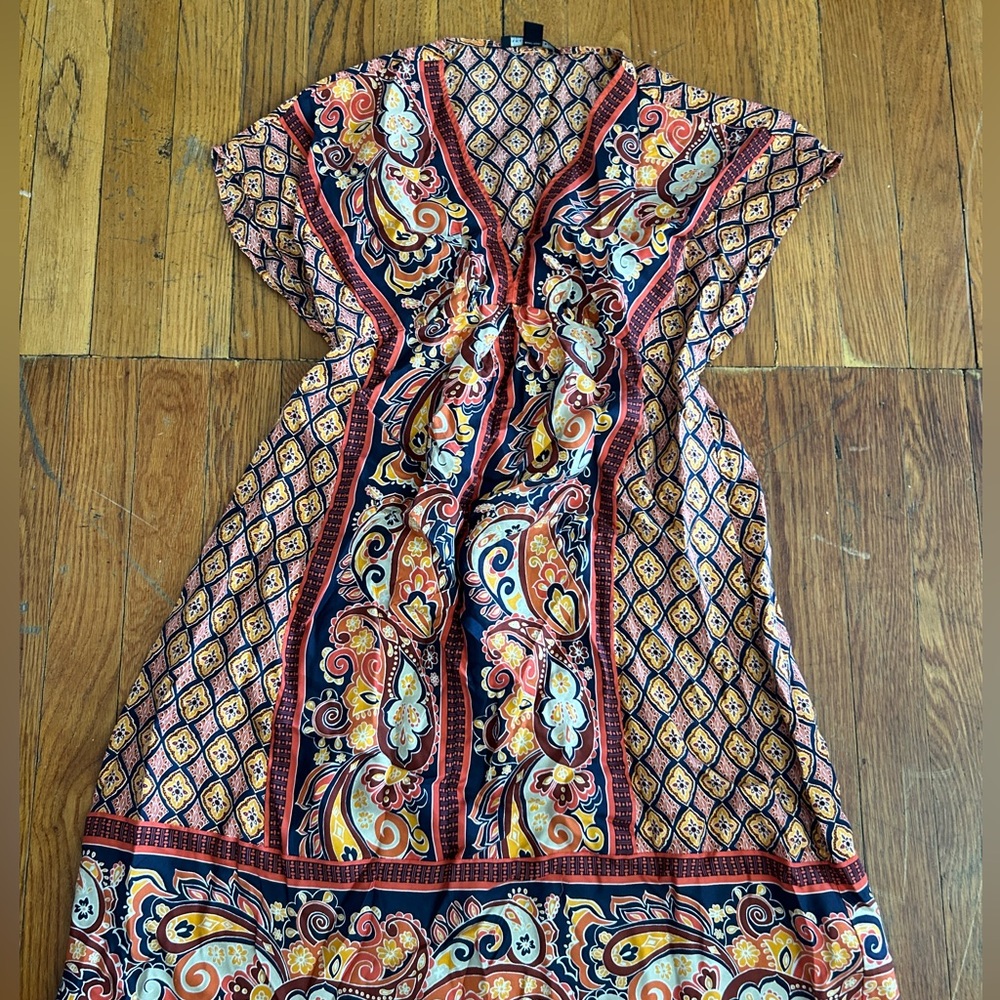Unique Silk Multi-coloured Printed Midi dress